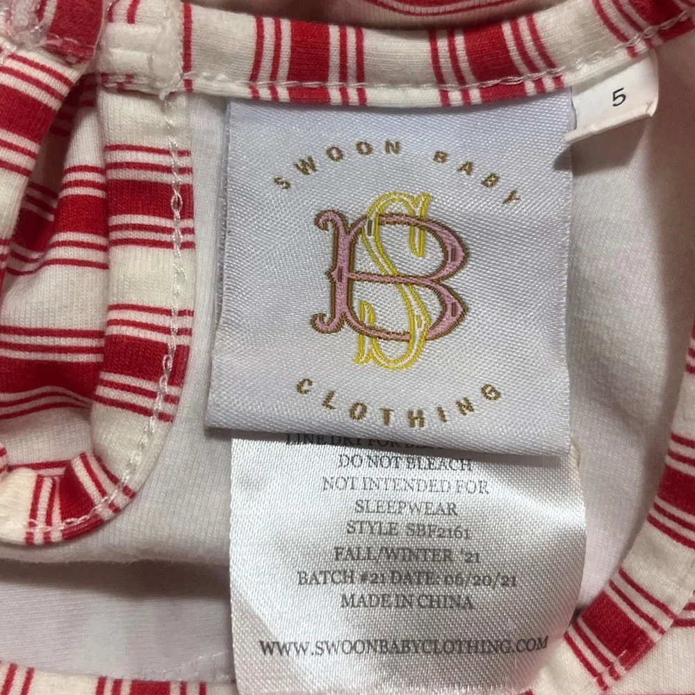 Swoon Baby Red Candy Striped Long Sleeve Pocket Knit‎ Dress Cottage 5 Girls